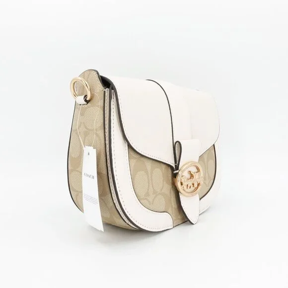 Coach Women's Georgie Saddle Bag in Signature Canvas White Size OS - Picture 3 of 11
